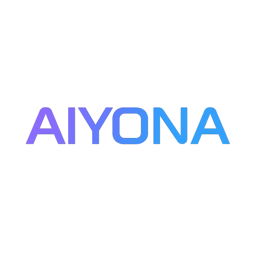 Aiyona logo wordmark with neon gradient glow